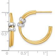 14k Two-tone Polished with Rings Double C-Hoop Post Earrings