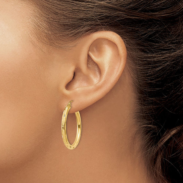 14k Diamond-cut Hoop Earrings