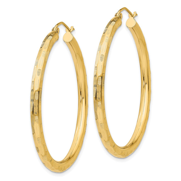 14k Diamond-cut Hoop Earrings