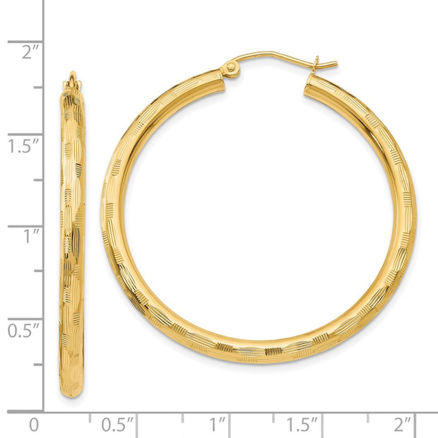 14k Diamond-cut Hoop Earrings