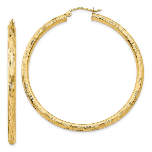 14k Diamond-cut Hoop Earrings