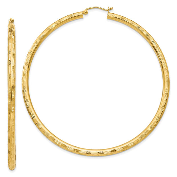14k Diamond-cut Hoop Earrings