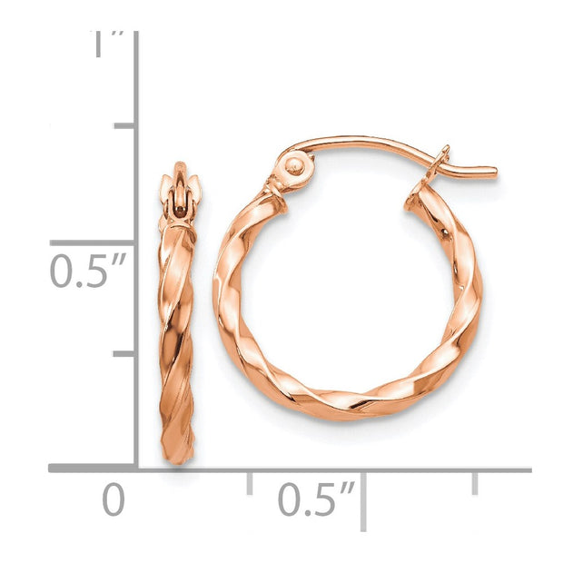 14k Rose Gold Twisted Hoop Earrings