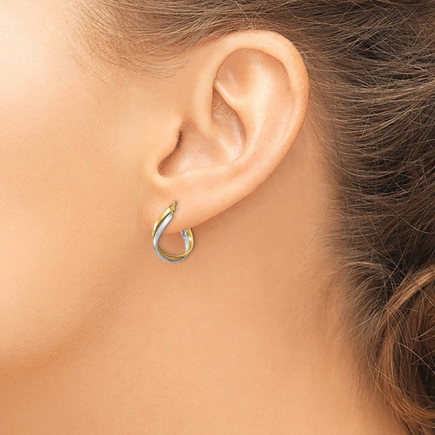 14K Two-Tone Polished Twisted Hoop Earrings