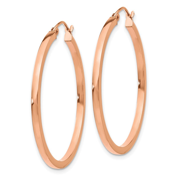 14k Rose Gold Lightweight Square Tube Hoop Earrings