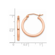 14k Rose Gold Lightweight Square Tube Hoop Earrings