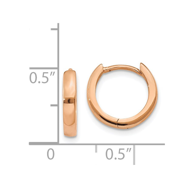 14k Rose Gold Round Hinged Hoop Earrings