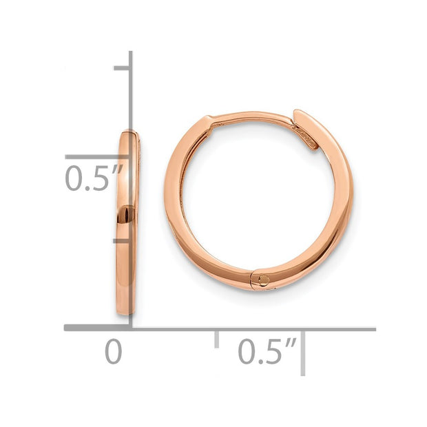 14k Rose Gold Round Hinged Hoop Earrings
