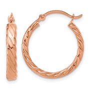14K Rose Gold Small 3mm Patterned Hoop Earrings