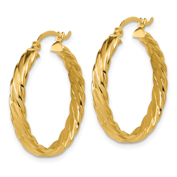 14K 3.25mm Patterned Hoop Earrings