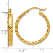 14K 3.25mm Patterned Hoop Earrings
