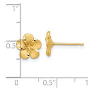 14k Satin Diamond-cut Plumeria Post Earrings
