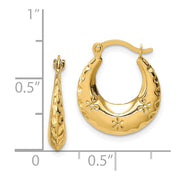 14k Textured Stamped Hoop Earrings