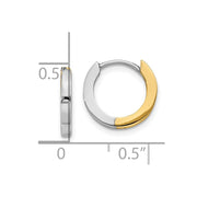 14k Two-tone 2mm Round Hinged Hoop Earrings