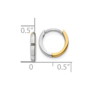 14k Two-tone 1.5mm Round Hinged Hoop Earrings