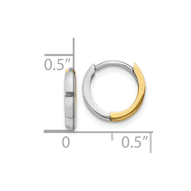 14k Two-tone 1.5mm Round Hinged Hoop Earrings
