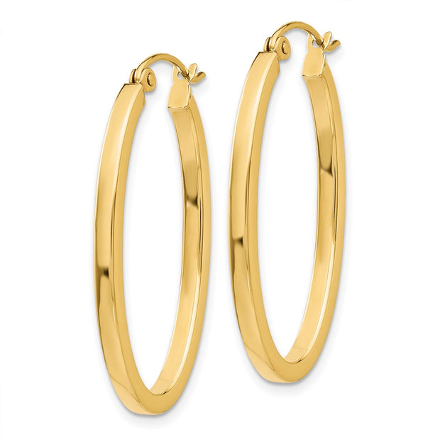 14k 2mm Oval Hoop Earrings