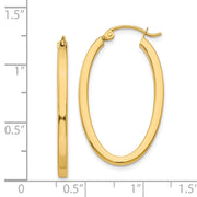 14k 2mm Oval Hoop Earrings