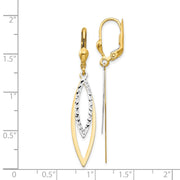 14K Two-tone Diamond Cut Leverback Earrings