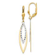 14K Two-tone Diamond Cut Leverback Earrings