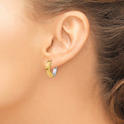 14k Two-tone Gold Polished Hollow Hinged Hoop Earrings