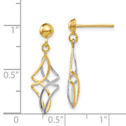 14k Two-tone Post Dangle Earrings