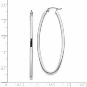 14k White Gold Large Oval Hoop Earrings