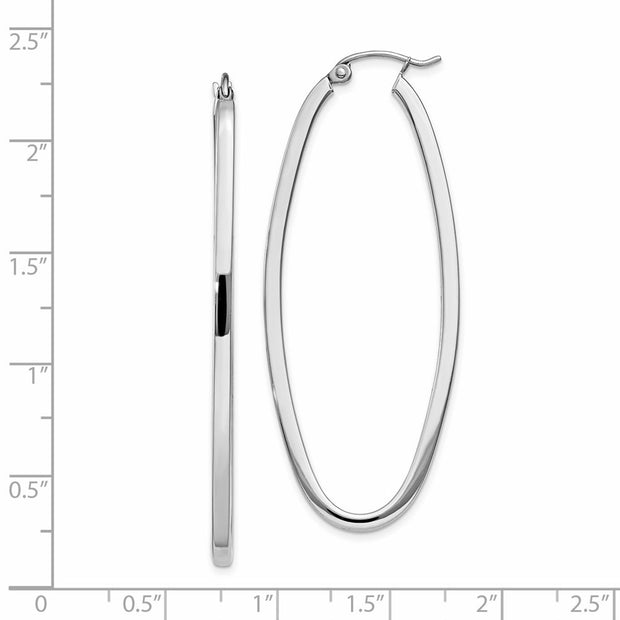 14k White Gold Large Oval Hoop Earrings