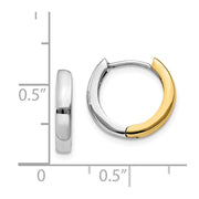 14k Two-tone Round Hinged Hoop Earrings