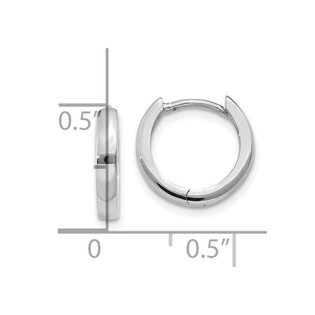 14k White Gold Round Hinged Hoop Earrings