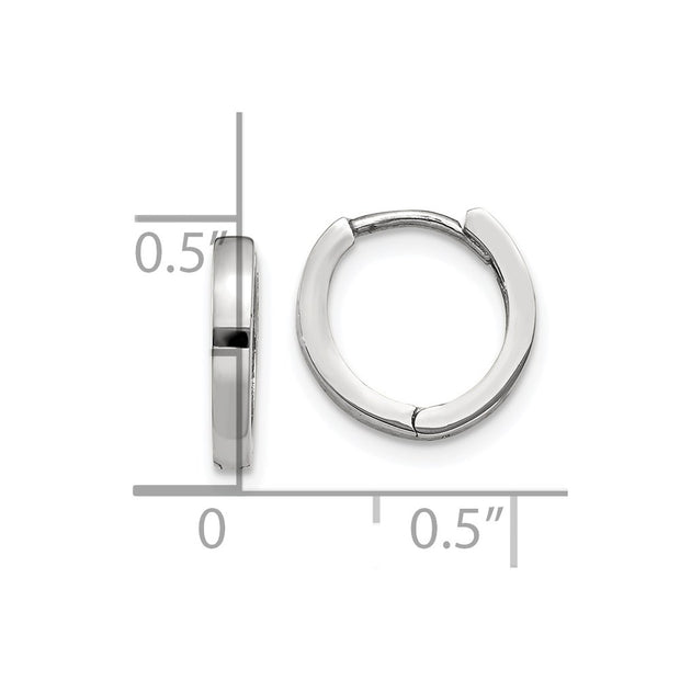 14k White Gold Round Hinged Hoop Earrings