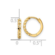 14k Diamond-cut 2x12mm Hinged Hoop Earrings