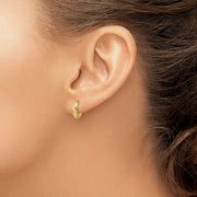 14k Diamond-cut X Satin 3x13mm Hinged Hoop Earrings