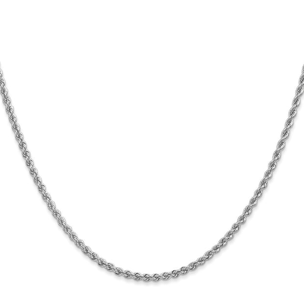 14K White Gold 2.25mm Regular Rope with Lobster Clasp Chain
