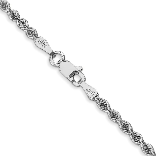 14K White Gold 2.5mm Regular Rope with Lobster Clasp Chain