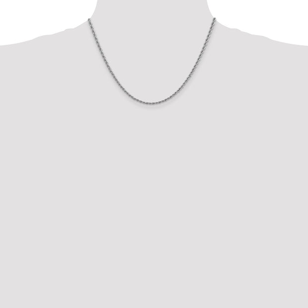 14K White Gold 2.5mm Regular Rope with Lobster Clasp Chain