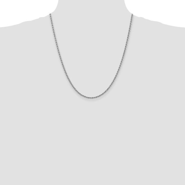 14K White Gold 2.5mm Regular Rope with Lobster Clasp Chain