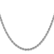 14K White Gold 3mm Regular Rope with Lobster Clasp Chain