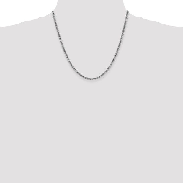14K White Gold 3mm Regular Rope with Lobster Clasp Chain
