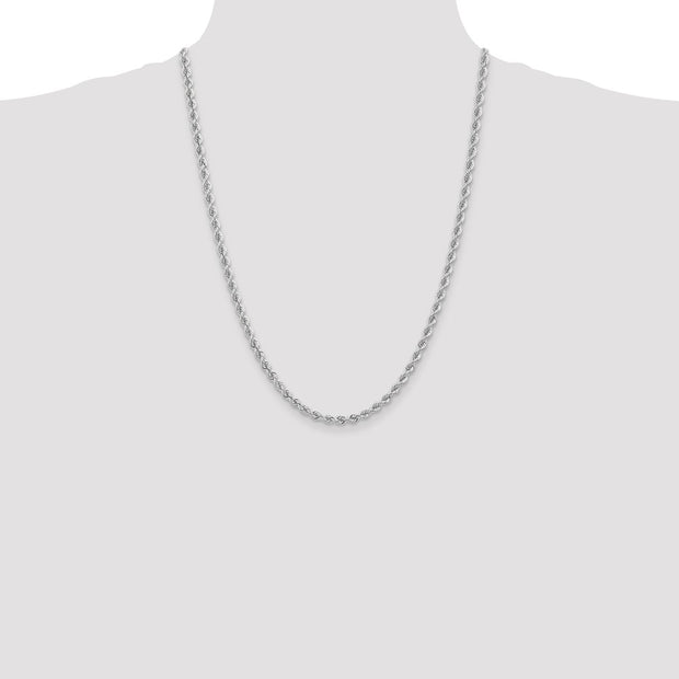 14K White Gold 4mm Regular Rope with Lobster Clasp Chain