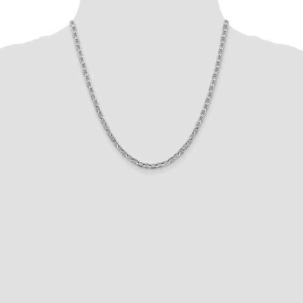 14K White Gold 3.75mm Concave Anchor with Lobster Clasp Chain