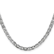 14K White Gold 4.5mm Concave Anchor with Lobster Clasp Chain