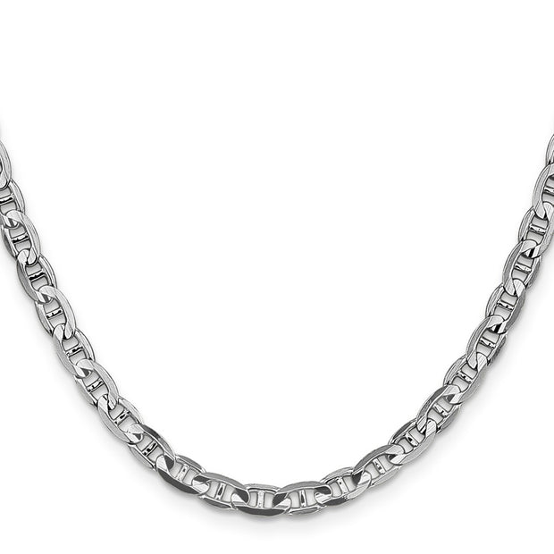 14K White Gold 4.5mm Concave Anchor with Lobster Clasp Chain