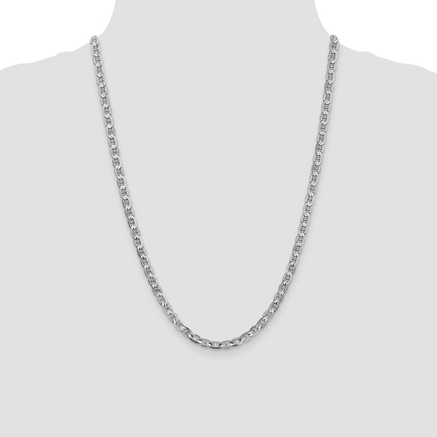 14K White Gold 4.5mm Concave Anchor with Lobster Clasp Chain