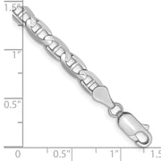 14K White Gold 4.5mm Concave Anchor with Lobster Clasp Bracelet