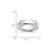 14k White Gold 6mm Lightweight Comfort Fit Wedding Band