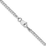 14k White Gold 2.2mm Flat Beveled Curb Chain