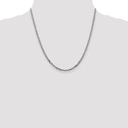 14K White Gold 2.9mm Flat Beveled Curb with Lobster Clasp Chain