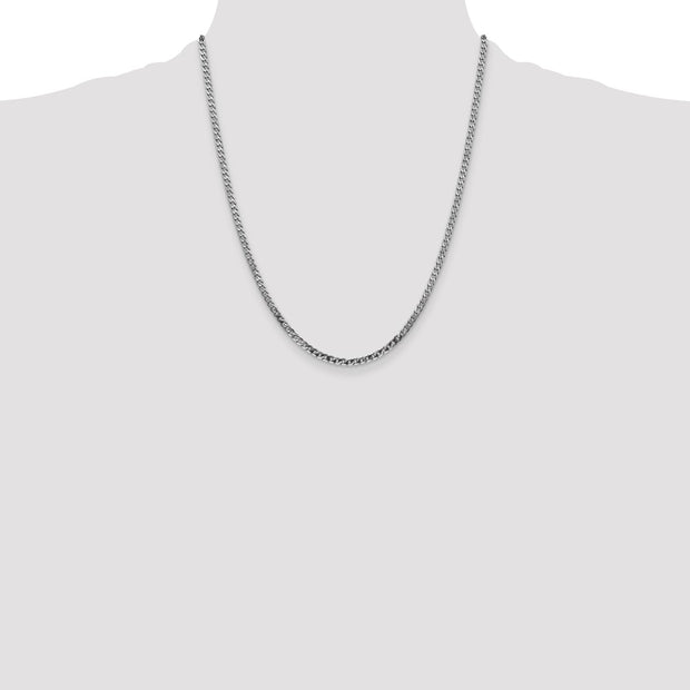 14K White Gold 2.9mm Flat Beveled Curb with Lobster Clasp Chain