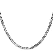 14K White Gold 3.9mm Flat Beveled Curb with Lobster Clasp Chain